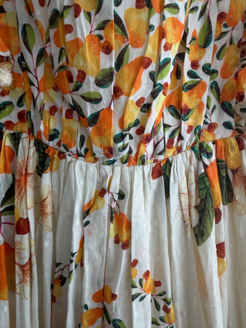 FARM Rio White Maxi Dress with Yellow Orange Floral Print - Picture 3 of 6
